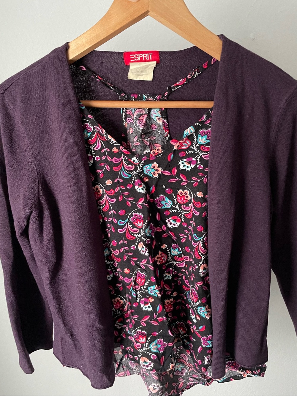 Plum cardigan & floral blouse bundle!